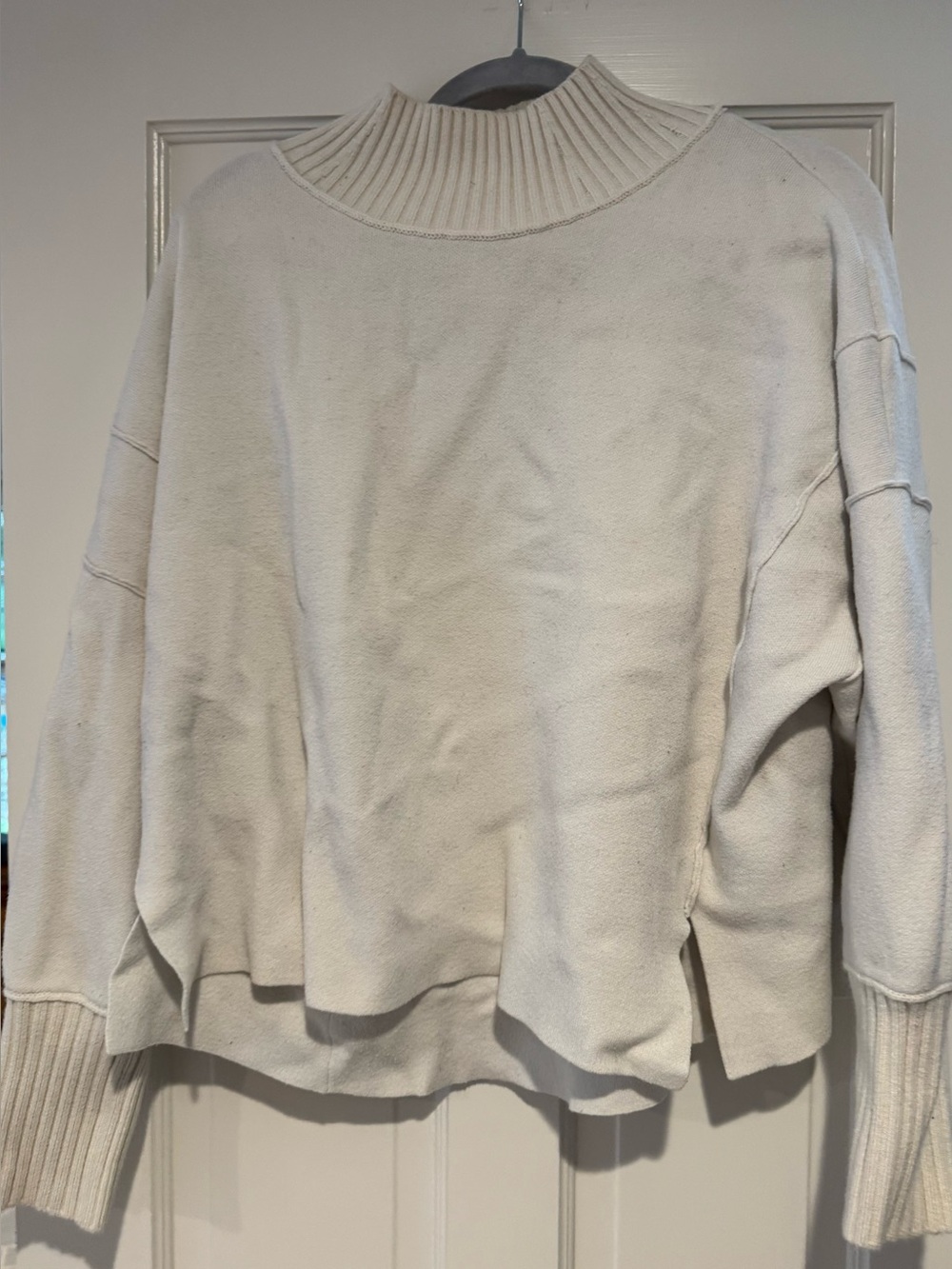 Maeve Cream Ribbed Mock Neck Sweater